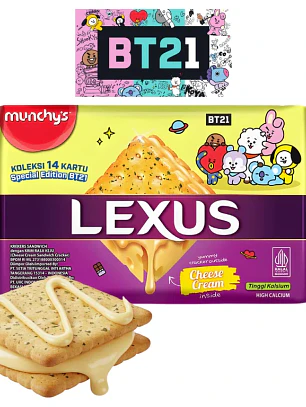 Biscoitos recheados com creme de queijo Munchys Lexus BT21 76g MYS