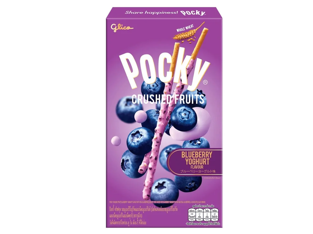 Iogurte de mirtilo com frutas trituradas Glico Pocky 38g 1