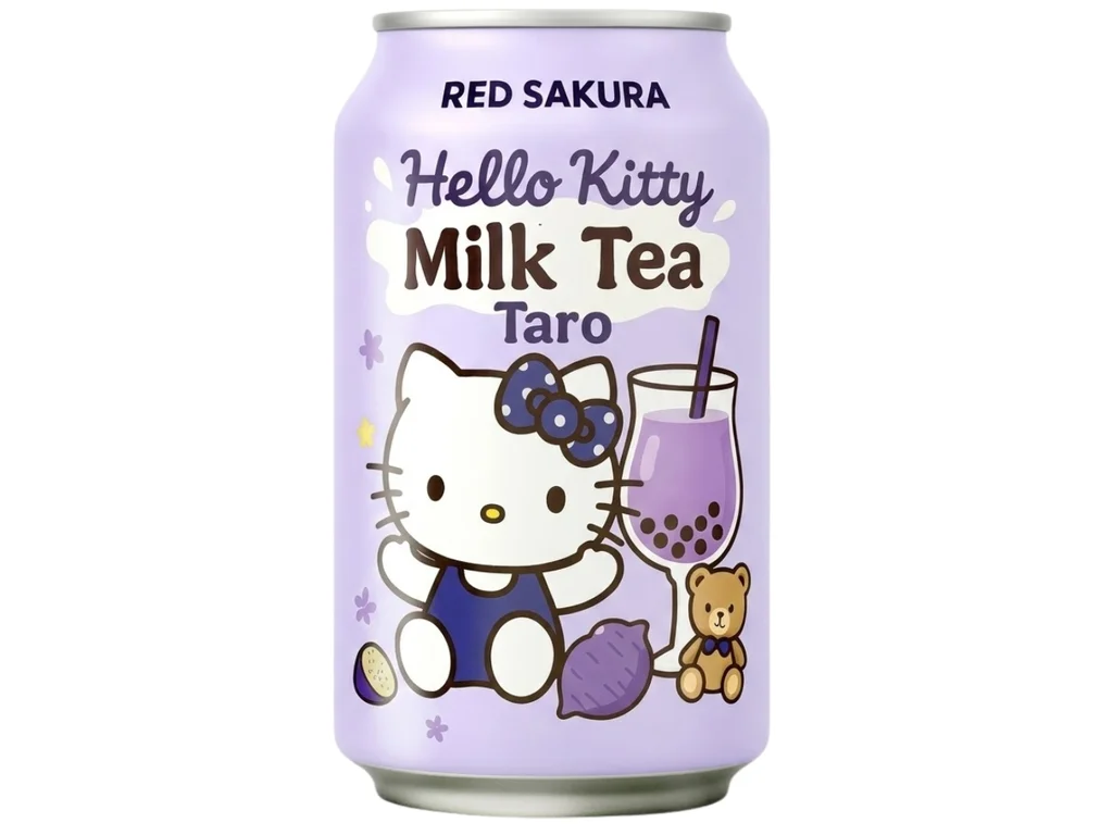 Bebida de ChÃ Taro Sakura Hello Kitty Vermelho 310ml TWN 1