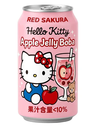 ChÃ¡ de maÃ§Ã£ Hello Kitty com sakura vermelha e pÃ©rolas de tapioca 310ml TWN