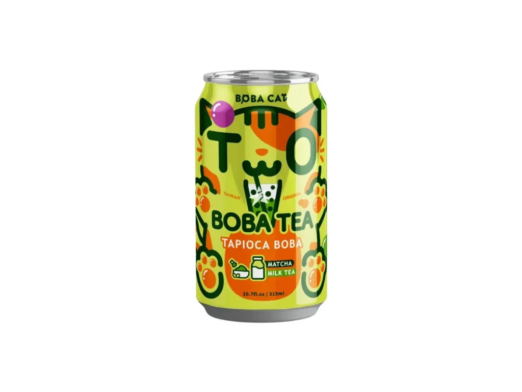ChÃ de leite com bolhas de tapioca e matcha Boba Cat 315ml 1