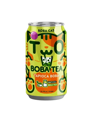 ChÃ de leite com bolhas de tapioca e matcha Boba Cat 315ml
