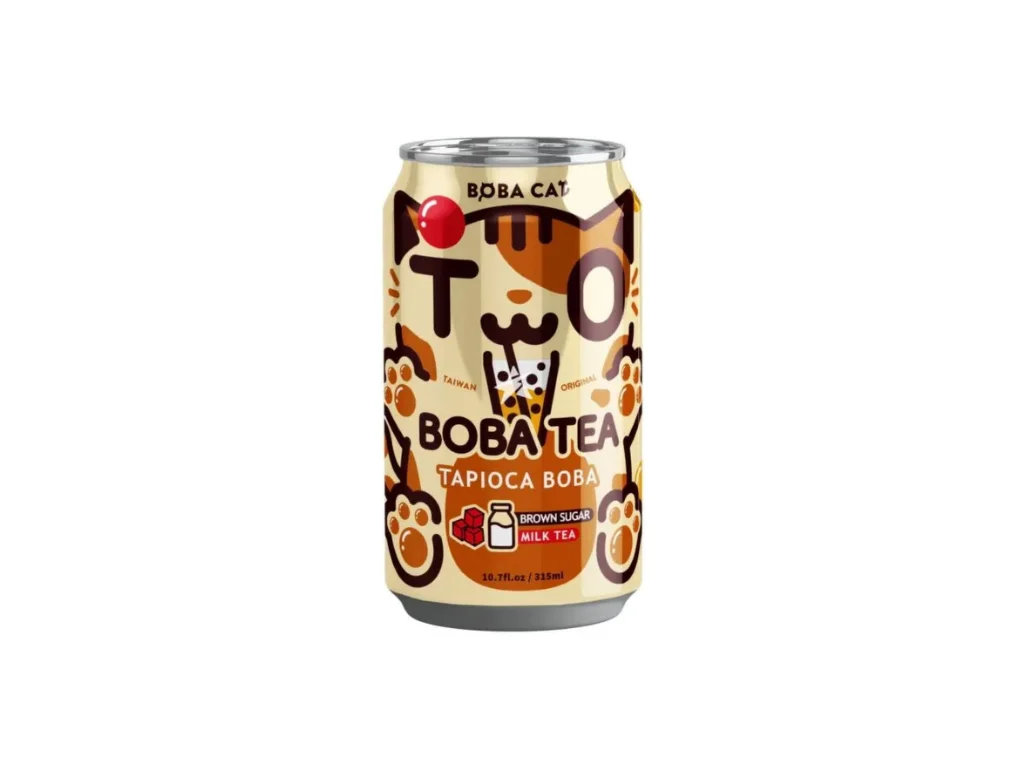 ChÃ¡ de leite com bolhas de tapioca e aÃ§Ãºcar mascavo Boba Cat 315ml TWN 1