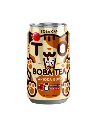 ChÃ¡ de leite com bolhas de tapioca e aÃ§Ãºcar mascavo Boba Cat 315ml TWN