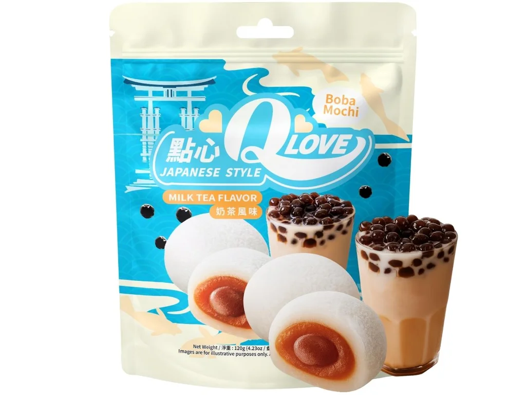 QLove Boba Milk Tea Mochi em sachê de 120g TWN 1