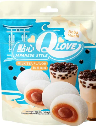 QLove Boba Milk Tea Mochi em sachê de 120g TWN
