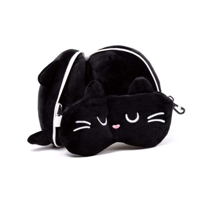 Almofada de viagem e máscara para dormir Relaxeazzz - Gato 3