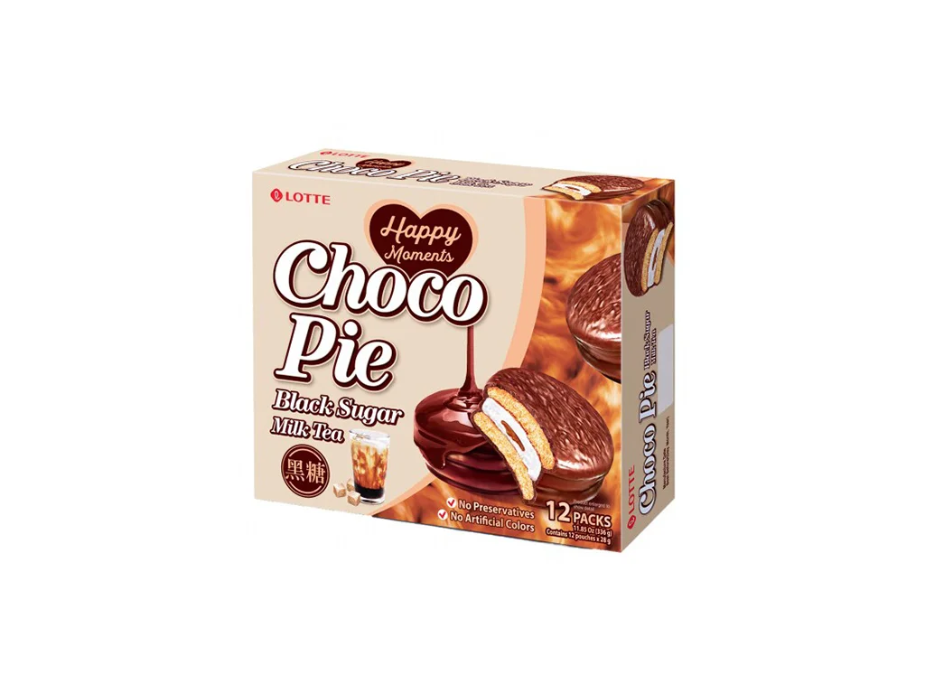 Chá de leite com chocolate e açúcar mascavo Lotte Choco Pie 336g KOR 1