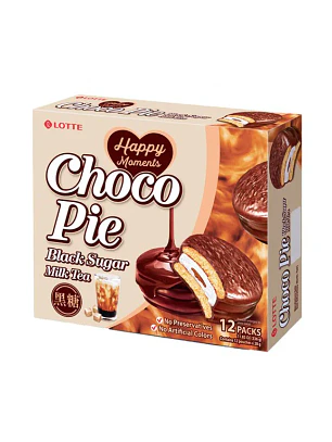 Chá de leite com chocolate e açúcar mascavo Lotte Choco Pie 336g KOR