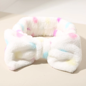 Faixa de cabelo macia de pelúcia com laço 1