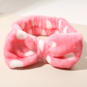 Faixa de cabelo macia de pelúcia com laço 3