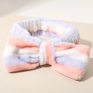 Faixa de cabelo macia de pelúcia com laço 4