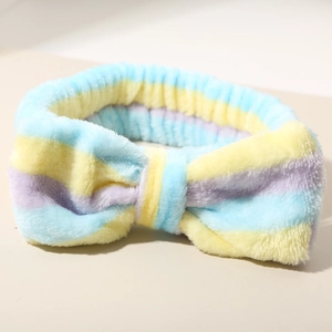 Faixa de cabelo macia de pelúcia com laço 7