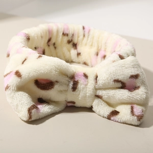 Faixa de cabelo macia de pelúcia com laço 8