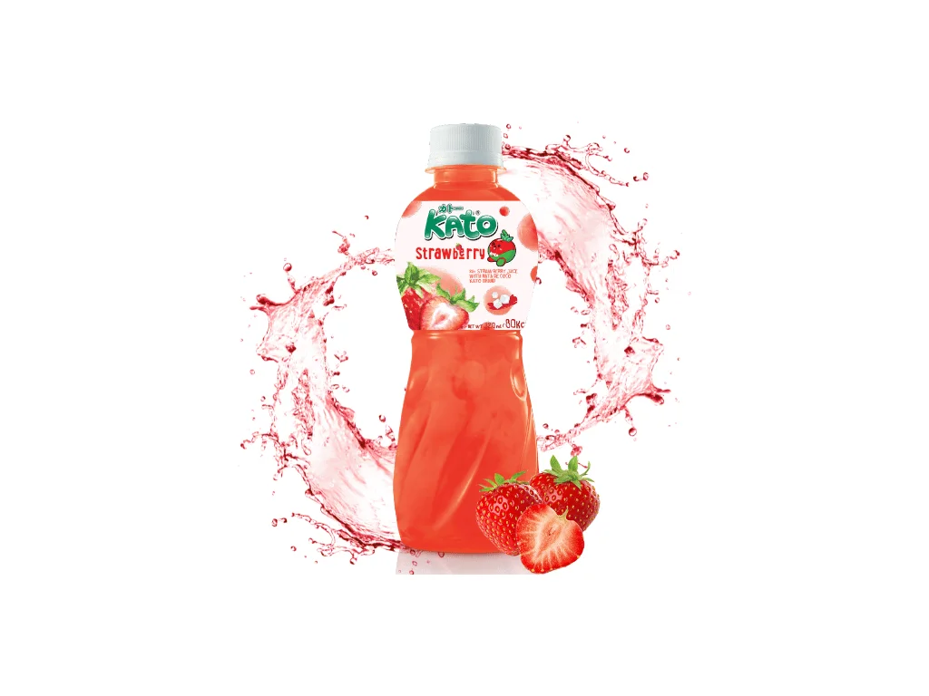 Suco de Morango Kato com Geléia de Nata De Coco 320ml THA 1