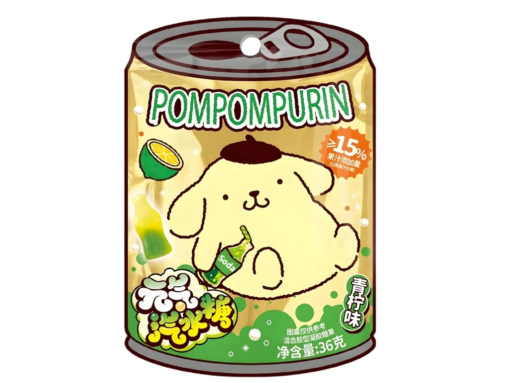 Gomas de refrigerante de limão Qi Pompompurin 36g CHN 1