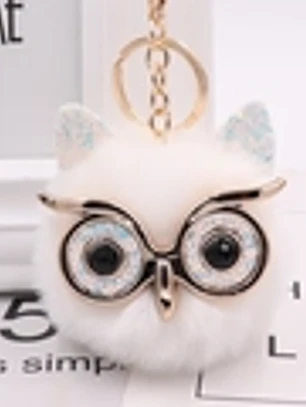Chaveiro Coruja com brilho e metal bronze Peluche