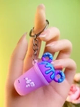 Chaveiro de xícara de chá com leite e sorvete, feito de silicone