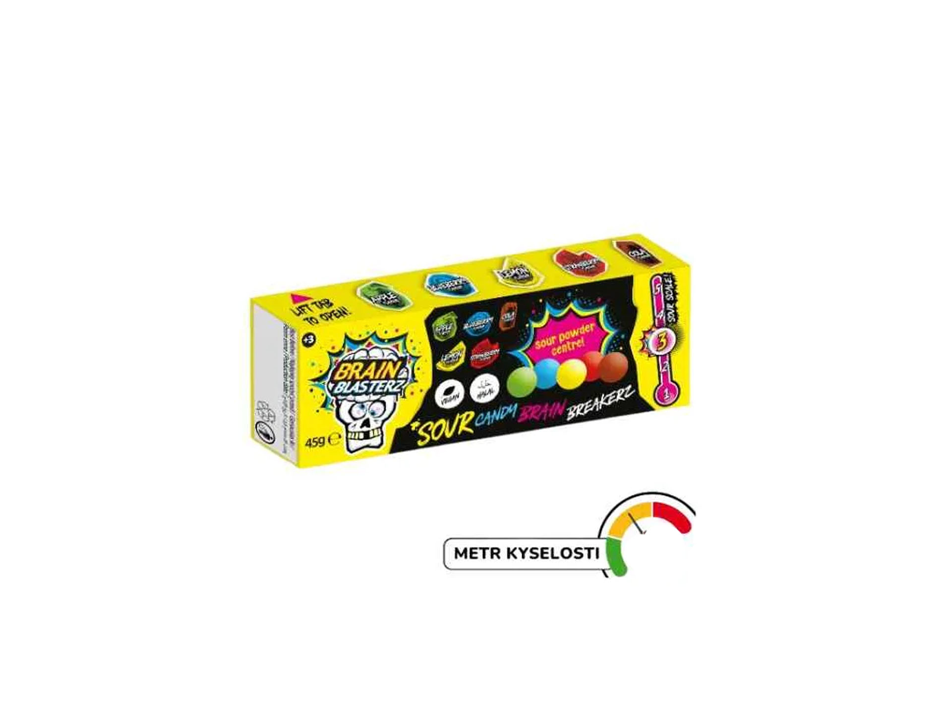 Brain Blasterz Balas Azedas Quebra-Cérebro Nível 3 Azedo 45g PAK 1