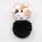 Chaveiro fofo de gatinho da sorte em couro PU com pompom de pele sintética, acessório para bolsa, presente kawaii - Thumbnail 2