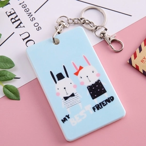 Chaveiro Porta-Cartões Plástico PVC Proteção de Cartões de Identificação de Estudantes e Ônibus Escolares. Ideal para Proteger Seu Cartão de Identificação. Estampas Kawaii de Coelho 1
