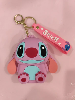 Bolsinha Chaveiro Porta moedas e phones de silicone Stitch e Angel