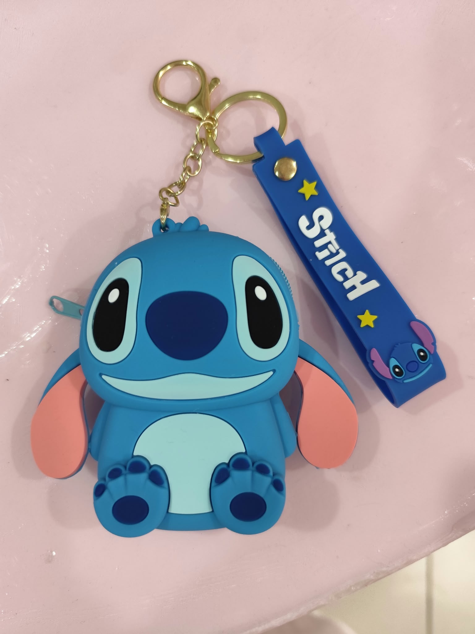 Bolsinha Chaveiro Porta moedas e phones de silicone Stitch e Angel 2