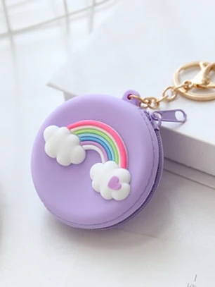 Chaveiro Porta moeda e phones feito de silicone e liga metálica fofo e kawaii