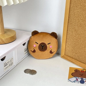 Carteira de moedas fofa de pelúcia de capivara, mini bolsa 1