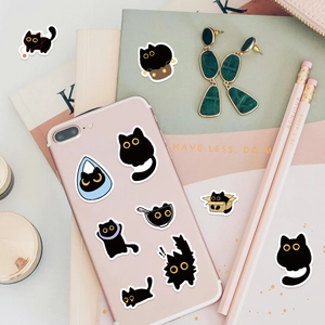 Rolo de adesivos decorativos de gato preto em papel washi para scrapbooking, selagem de envelopes e muito mais. Design kawaii com poses de gato. 8