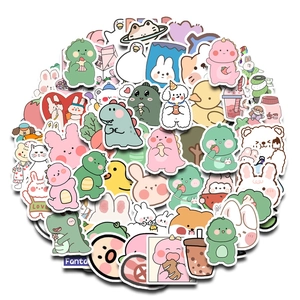 Adesivos fofos de desenho animado para diários, scrapbooking e decoração DIY. Urso kawaii, dinossauro e coelho. Adesivos à prova d'água para laptop e celular. 1