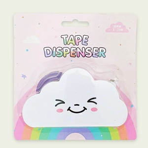 Dispensador de fita adesiva em formato de nuvem fofa com fita adesiva arco-íris e carinha sorridente kawaii, ideal para estudantes, scrapbooking, escritório e decoração 1