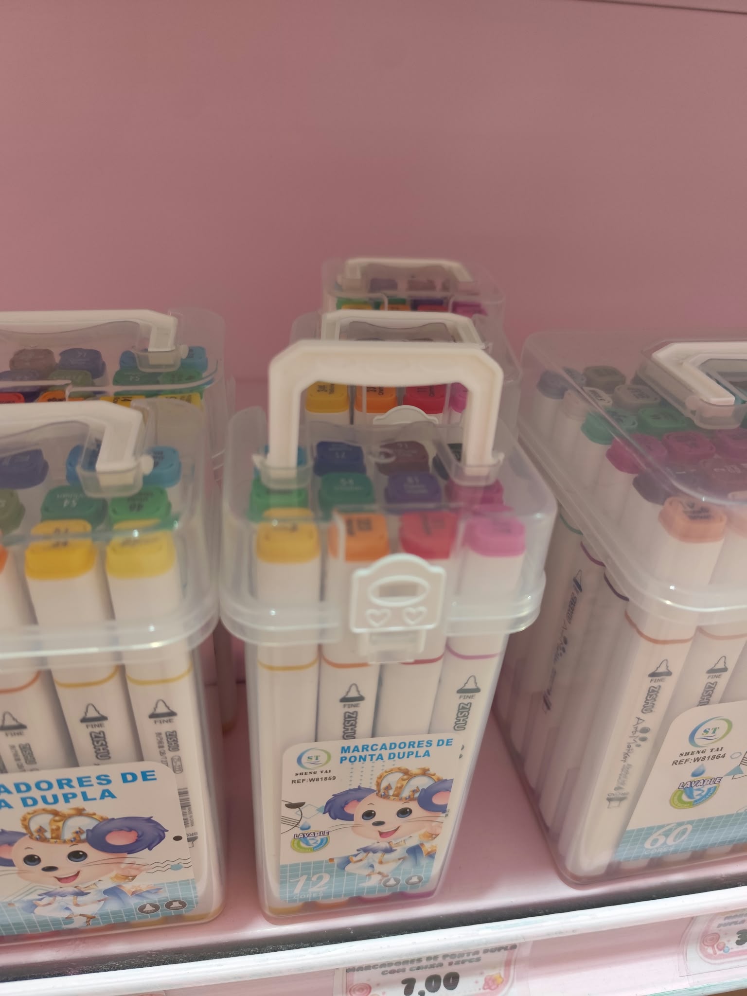 Marcadores de ponta dupla com caixa 12pcs 1