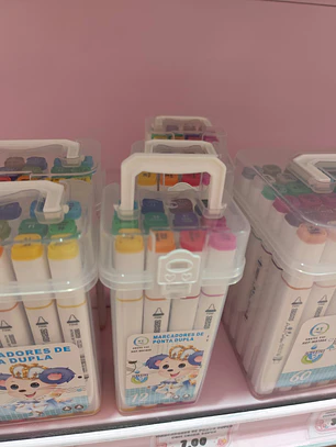 Marcadores de ponta dupla com caixa 12pcs