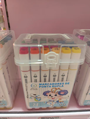 Marcadores de ponta dupla com caixa 24pcs