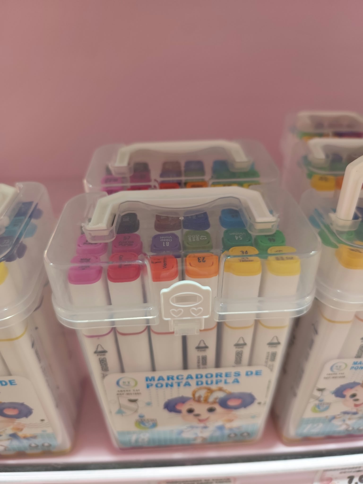 Marcadores de ponta dupla com caixa 18pcs 1