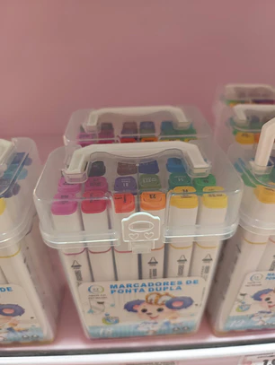 Marcadores de ponta dupla com caixa 18pcs