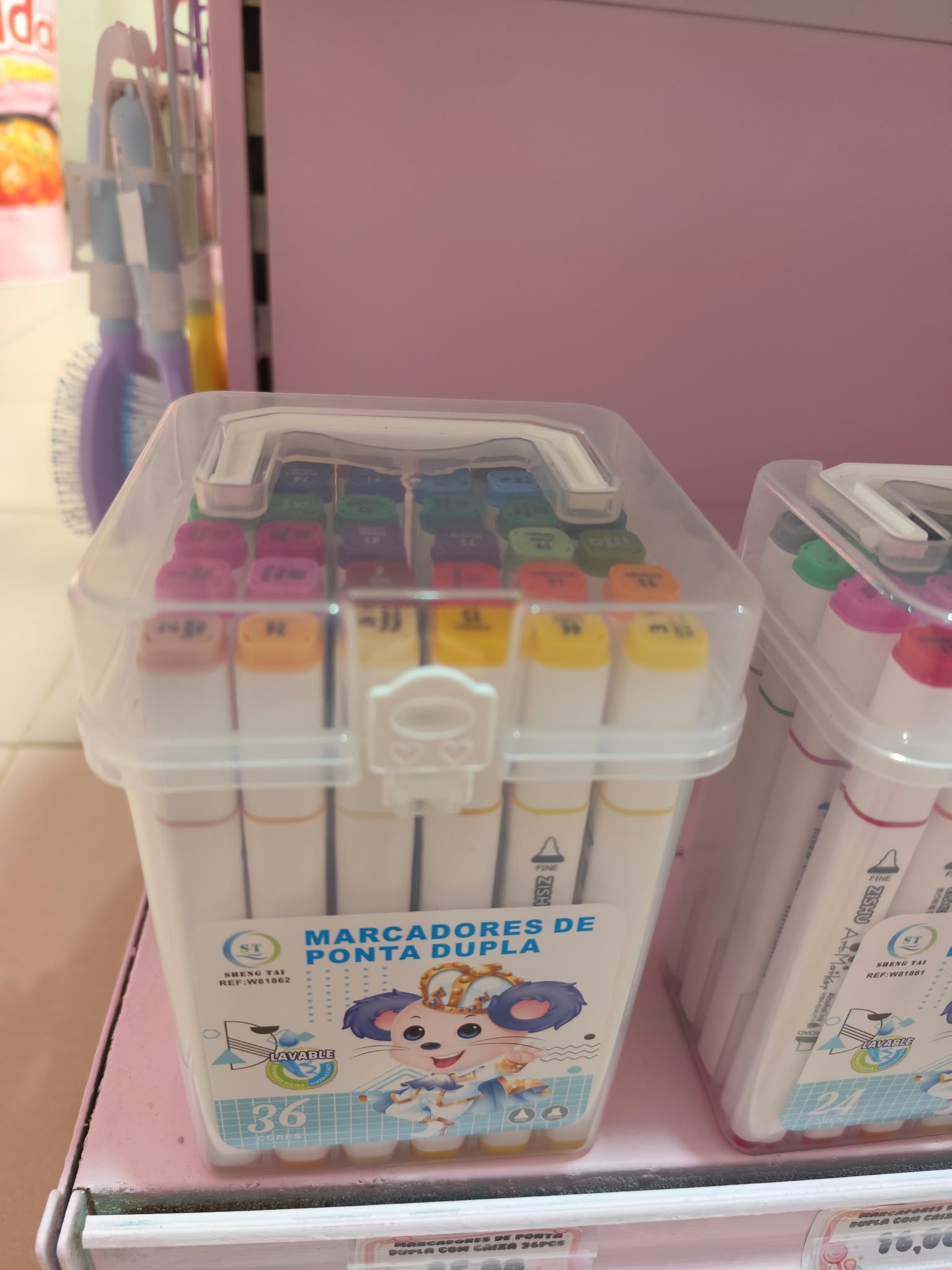 Marcadores de ponta dupla com caixa 36pcs 1