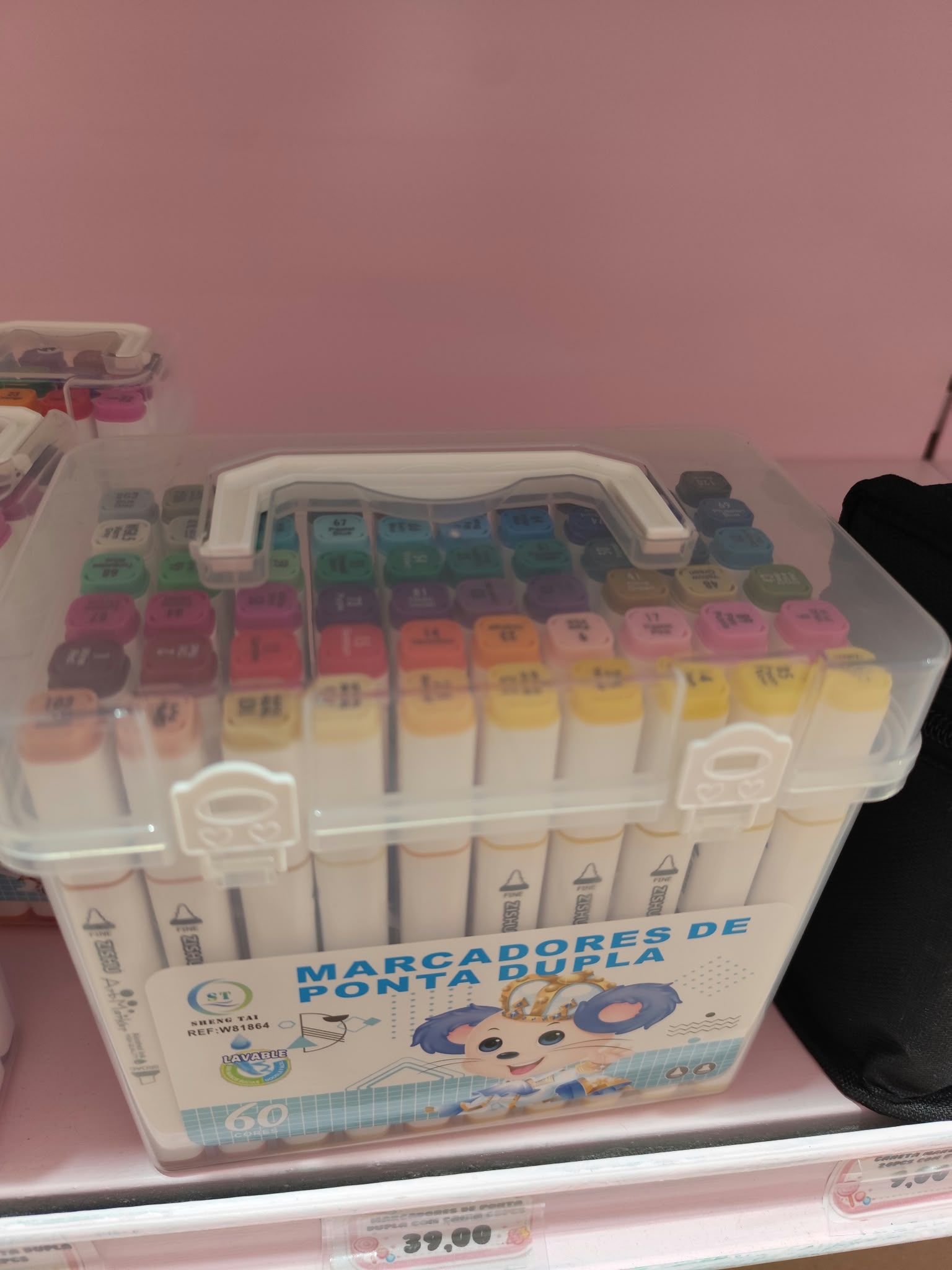 Marcadores de ponta dupla com caixa 60pcs 1