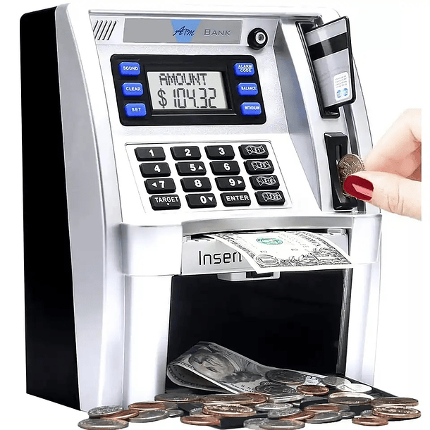 Electronic Piggy Bank Safe ATM Bank - Black