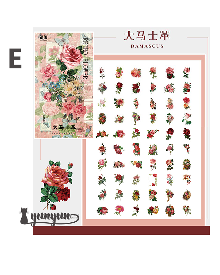 Set Stickers Flores Retro XL - 60 uni