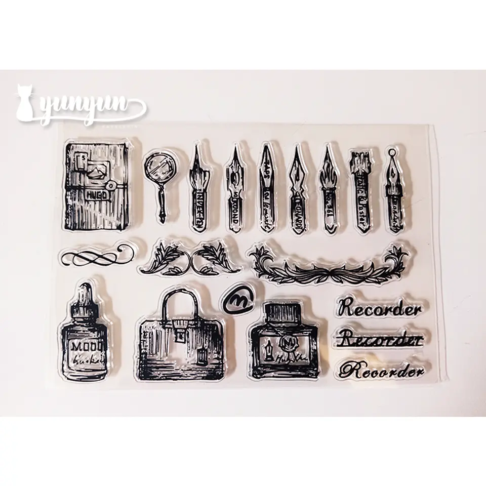 Sellos Silicona Escritura Vintage - 19 pzas 1