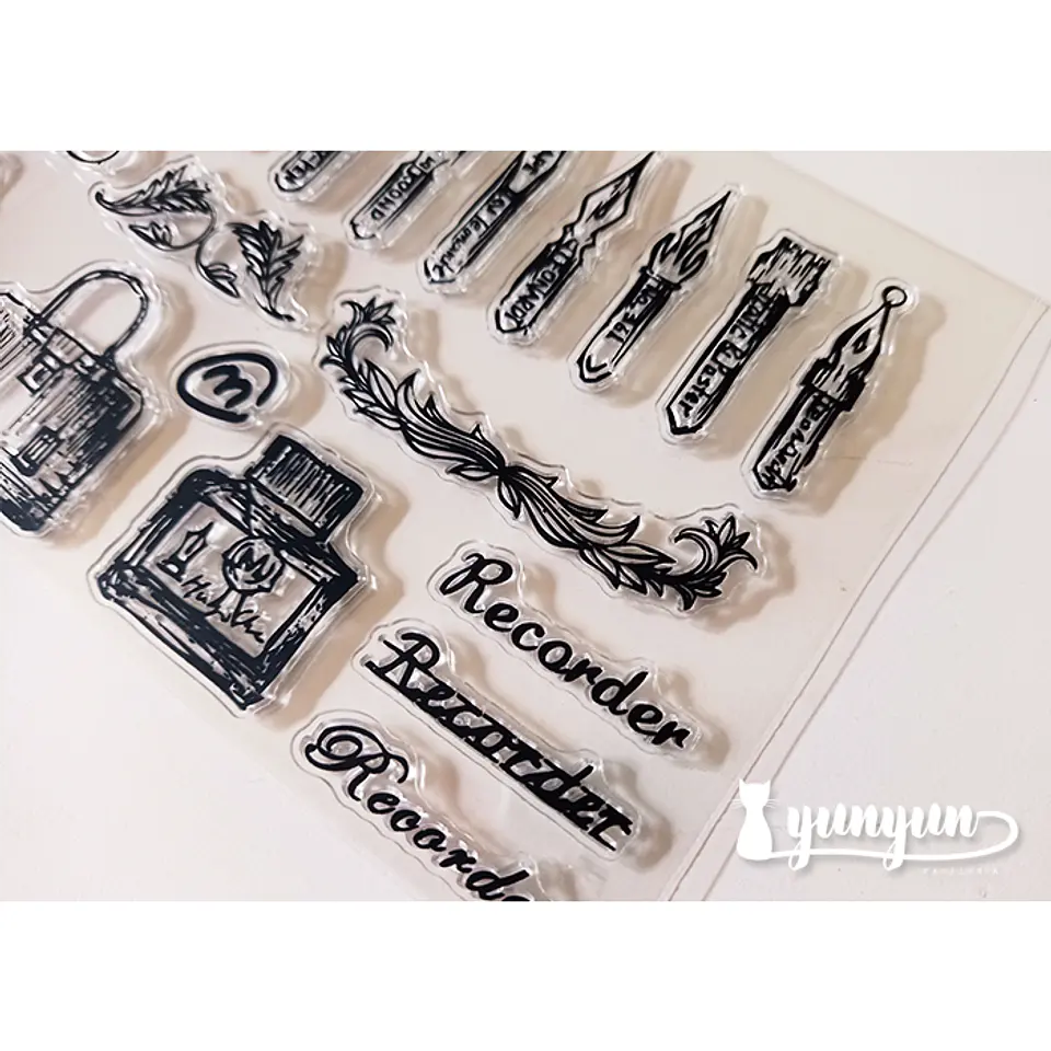 Sellos Silicona Escritura Vintage - 19 pzas 4
