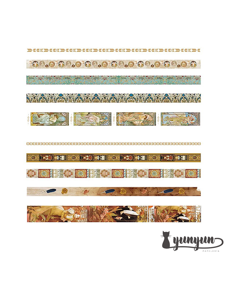 Box Washi Tapes Alfons Mucha - 20 pzas