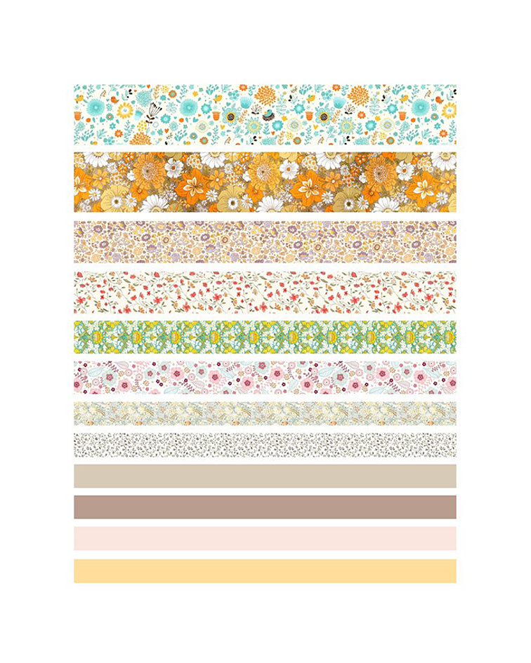 Set Washi Tapes Floral - 12 pzas