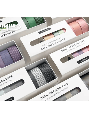 Set Washi Tapes Basic Pattern - 8 pzas