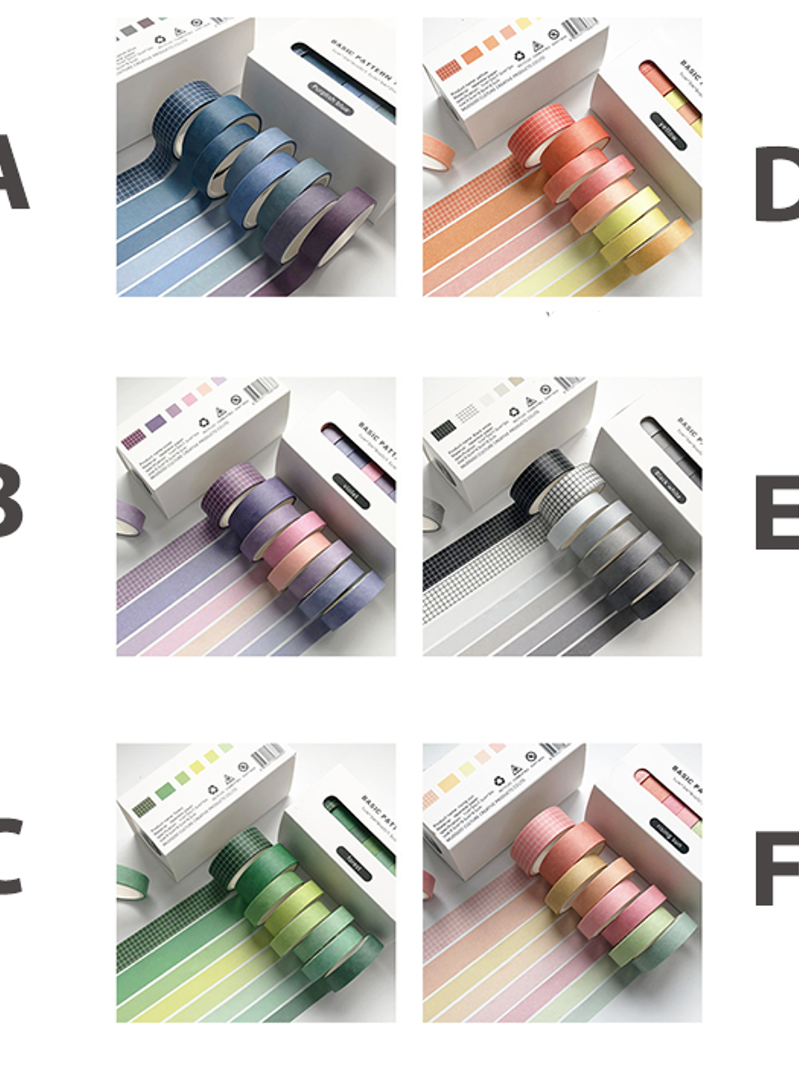 Set Washi Tapes Basic Pattern - 8 pzas 6