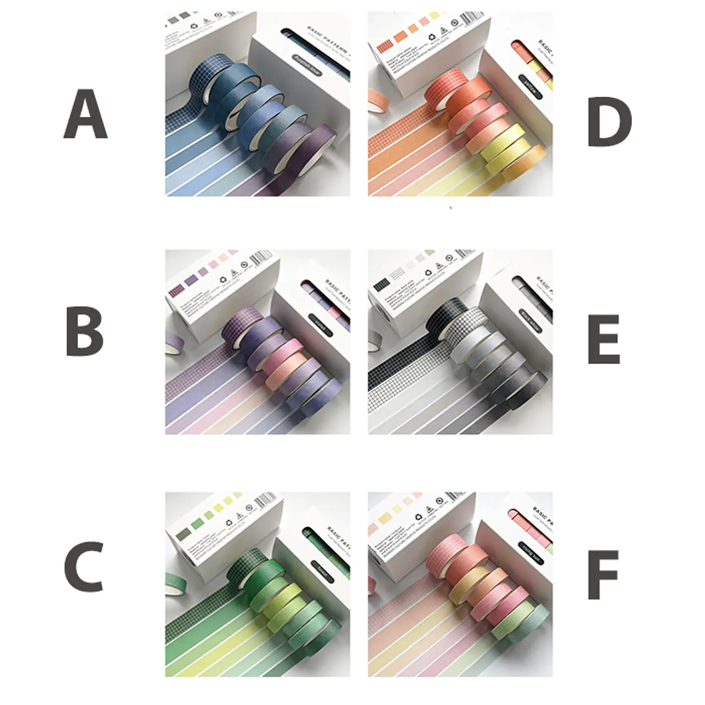 Set Washi Tapes Basic Pattern - 8 pzas 6