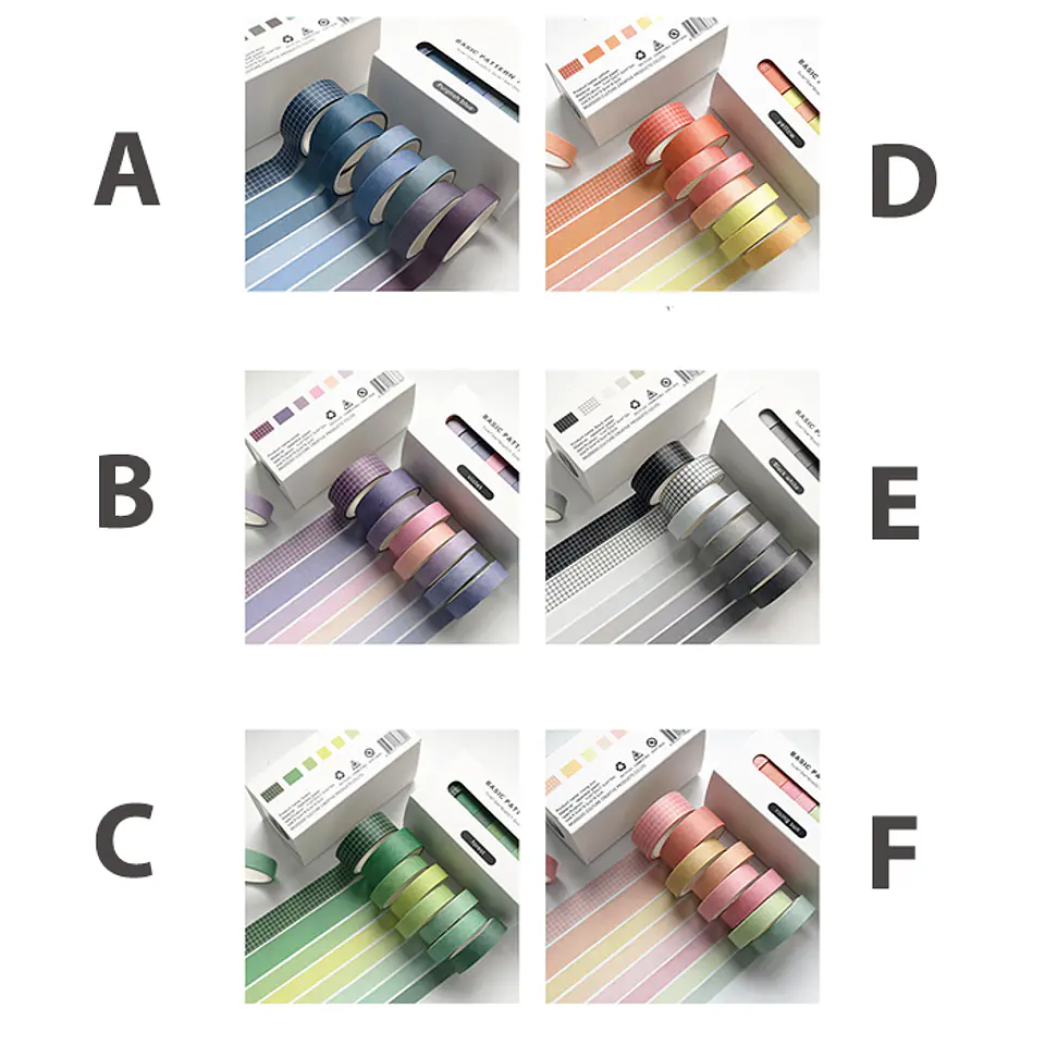 Set Washi Tapes Basic Pattern - 8 pzas 6