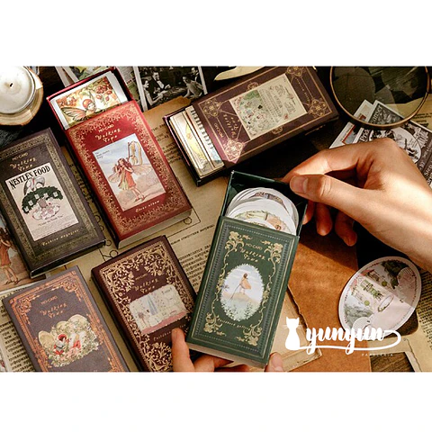 Caja Stickers Ilustraciones Vintage - 60 pzas